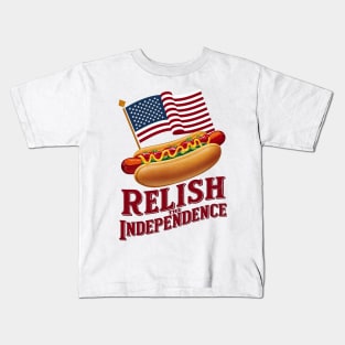 Relish the Independence: American Hot Dog and Patriotic Colors Kids T-Shirt